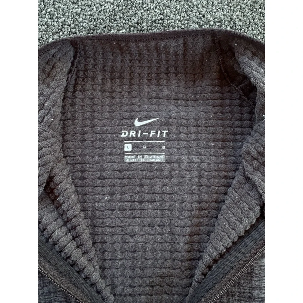 Nike Dri-FIT Quarter Zip Pullover Womens Large Dark Gray Heather Thumb Holes Run